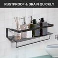 thumbnail image 2 of Uten Floating Shelves, Wall Mounted Iron Shelves Set of 2, Bathroom Storage Shelves with Towel Rack, Gray, 2 of 12