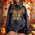 thumbnail image 2 of Fiaer Thanksgiving Women Sweatshirts Plus Size Crew Neck Pullover Long Sleeve Give Thanks Graphic Loose Fit Holiday Tops Dark Gray L, 2 of 4