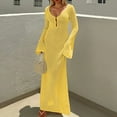 thumbnail image 2 of Women's Crochet Maxi Cover Up Dress, Long Sleeve, V Neck, Sexy Bodycon, Ideal for Beach Swim Vacation, 2 of 5