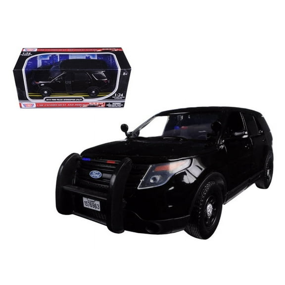 Motormax 76963 2015 Ford Interceptor Unmarked Police Car Black 1-24 Diecast Model Car
