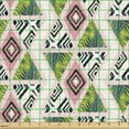 thumbnail image 2 of Ambesonne Tropical Fabric by the Yard Upholstery, Leaves Stripes Geometric, 5 Yards, Pastel Pink Green and Teal, 2 of 5