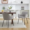 thumbnail image 4 of Zesthouse Linen Dining Chairs Set of 2, Modern Upholstered Kitchen Room Chairs with Metal Legs, Comfy Small Accent Arm Chair for Living Dining Room, Gray, 4 of 15