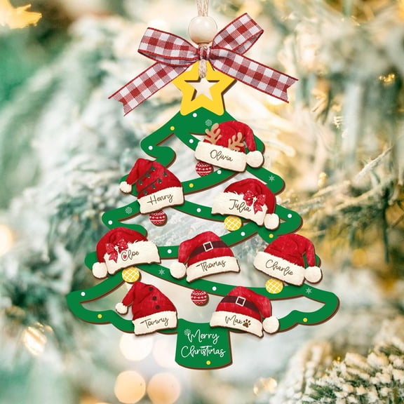 Personalized 2025 Christmas Ornament, Family Christmas Gift, Custom Wooden Family Christmas Tree Ornament, Holiday Ornament