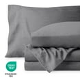 thumbnail image 4 of Bare Home Ensemble de Draps Lavés - Premium 1800 Collection - Poche Profonde - 4 Pcs - Grand Lit, Gris, 4 of 6