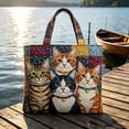 thumbnail image 4 of Quilted Tote Bag, Large Capacity Shoulder Handbag with Vintage Quilted Design, Foldable Shopping Travel Bag for Women Daily Commute Work School Outdoor Use, 4 of 8