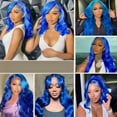 thumbnail image 6 of Blue Lace Front Wig PrePlucked 38 Inch Blue Wig Body Wave Colored Lace Front Wigs 13x6 HD Lace Frontal Wigs for Women, 6 of 6