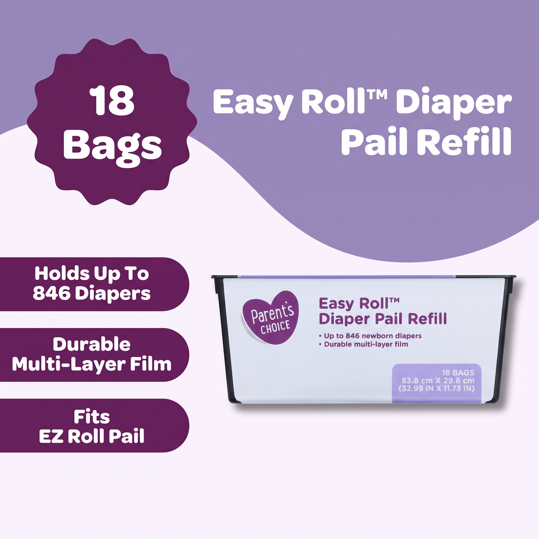 Parent's Choice Square Easy Roll Diaper Pail Refills photo 3