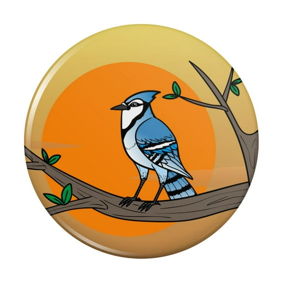 Blue Jay Bird on Branch Kitchen Refrigerator Locker Button Magnet