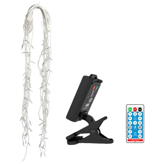 RKSTN Solar Lights Solar LED Curtain Light, 8 Modes,IP68, Clip Type Solar Panel - USB Chargeable + Remote Control (Mode Display/Power Display) Soft Light Strip, Outdoor household supplies