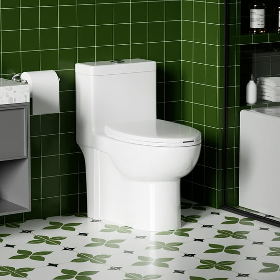 Toilet Bowl Replacement 1.1/1.60 GPF Dual-Flush One Piece Toilet,Button on the Tank top, Water-Saving Elongated Comfort Height Floor Mounted, Soft Closing Seat,1000 Gram Map Flushing Score Toilet, Gl