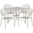 thumbnail image 2 of Flash Furniture Commercial Grade 35.5" Square Light Gray Indoor-Outdoor Steel Patio Table Set with 4 Round Back Chairs, 2 of 5