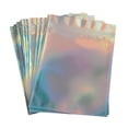 thumbnail image 1 of Matsuzay 100x Bolsas de almacenamiento Agujero colgante Papel de aluminio Mylar Zip Servicio prolongado Color holográfico del iris Almacenamiento y organización del hogar 7.5*10 cm, 1 of 5