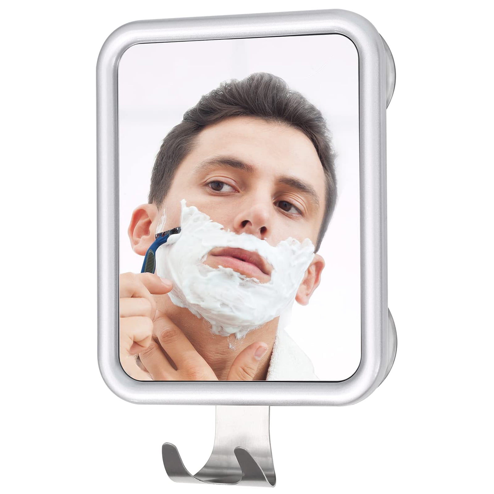 Husfou Fogless Shower Mirror with Razor Holder for Shaving, Anit Fog Bath Mirror with 4 Suctions, Wall Hanging Mirror for Bathroom