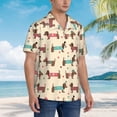 thumbnail image 2 of Wukai Dachshund Dog Puppy Men's Hawaiian Shirt Short Sleeve Casual Button Down Summer Beach Aloha Shirt Tropical Print Holiday Party, 2 of 8