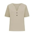 thumbnail image 4 of Tittly T Shirts for Women Tshirts Shirts Women's Fashionable Casual V Neck Short Sleeved Top T Shirt V Neck T Shirts Basic Tees Beige 3XL, 4 of 5