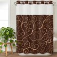 thumbnail image 3 of Brown Plants No Hook Shower Curtain Waterproof, Bathroom Curtains with Snap in Liners and See Through Top Window, Farmhouse Rustic Farm Leaves Branches Hotel Style Bathtub Curtains Shower 72"Wx84"L, 3 of 8