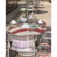thumbnail image 5 of Outdoor Tablecloth with Umbrella Hole for Patio/Picnic/Party/Camping, 4th of July Waterproof Table Cloth Round Cover Washable, Red Striped Independence Day Star Botanical Rustic Dia 60", 5 of 7