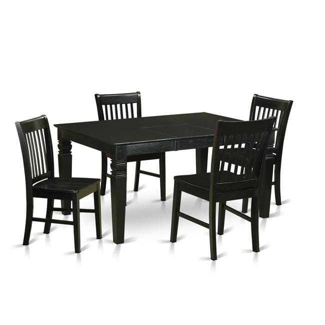 Dining Table Set with 4 Kitchen Table & 4 Chairs, Black 5 Piece
