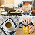 thumbnail image 4 of Blue Pioneer Flower Kitchen Oven Mitt and Pot Holder Sets 4 Pcs for Baking, Cooking and Grilling, Heat Resistant Up To 392 °F, 4 of 7