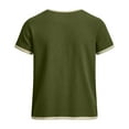 thumbnail image 4 of hotojiny Men Cotton Linen Henley Shirt Casual Short Sleeve Summer T Shirt Stylish Colorblock Button Tee Top Beach Clothes, 4 of 6
