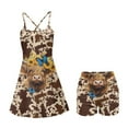 thumbnail image 5 of Yuyamidu Highland Cow Womens Tennis Dress and Built in Shorts with Pockets Trendy Athletic Workout Dresses Brown Cow Print Spaghetti Straps Skort Dress Golf Outfits Size S, 5 of 7