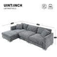 thumbnail image 2 of Harper & Bright Designs Modern L-Shaped Sectional Sofa with 2 Pillows, 3-Seat Oversized Chaise Lounge, Chenille Fabric Cloud Couch Set for Living Room Apartment Office, 96*56" Gray, 2 of 20