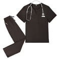 thumbnail image 3 of Minjewel Men's Casual Short Sleeve Nursing Scrubs Set, Breathable & Durable Uniform for Male Healthcare Workers, Nurses & Caregivers,Coffee XL, 3 of 8
