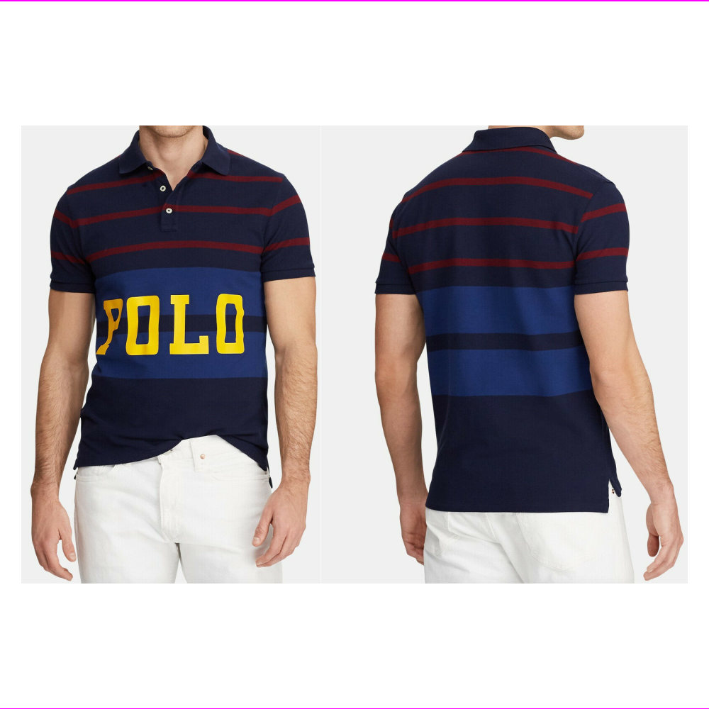 $98 Polo Ralph Lauren Men's Classic-Fit Retro Mesh Polo Shirt, Navy Multi, L - image 1 of 2