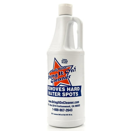 Bring It On Cleaner: Shower Door Hard Water Spot Stain Remover with OXYGEN BLEACH. Safely Clean Shower Door Glass, Tiles, Taps, Grout and Fiberglas