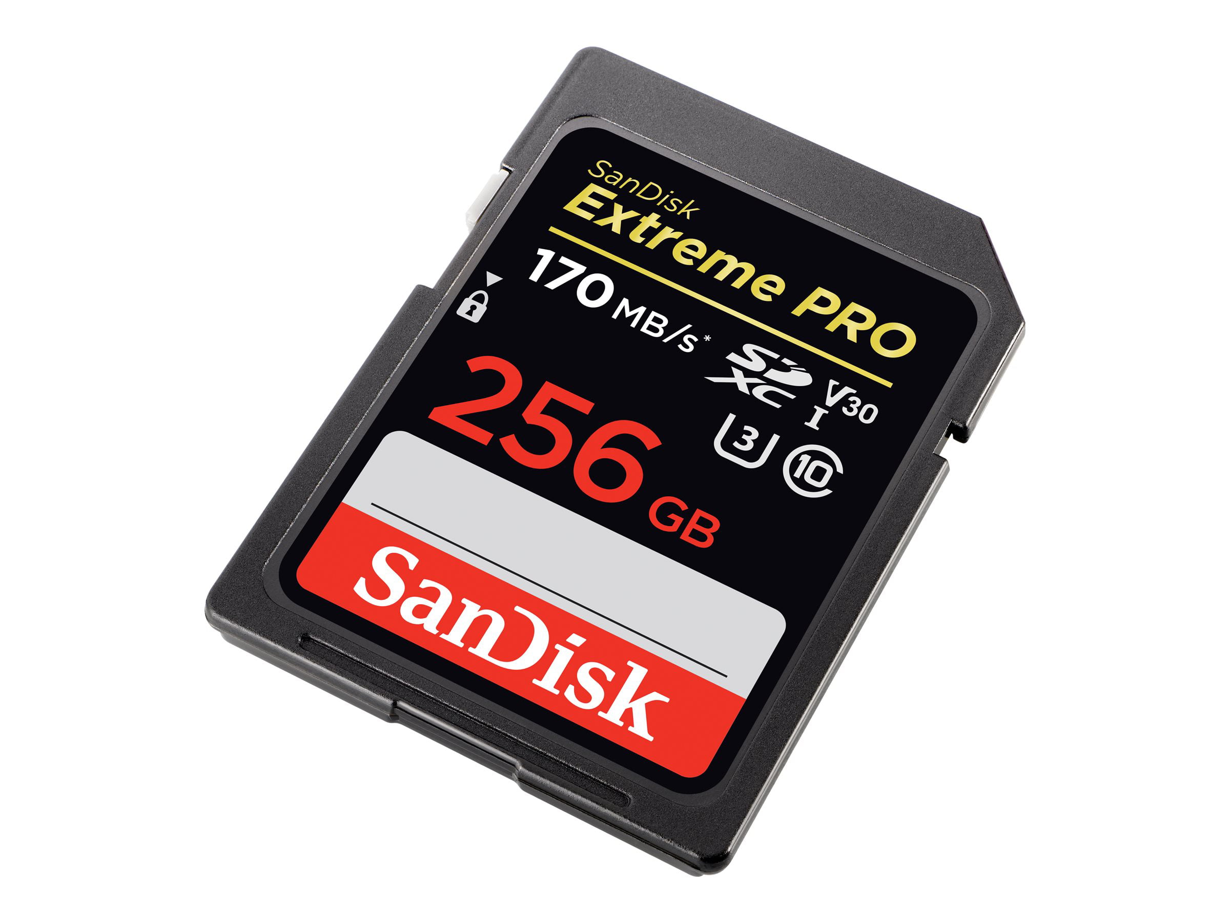 SanDisk Extreme Pro - Flash memory card - 256 GB - Video Class V30 / UHS-I U3 / Class10 - SDXC ...