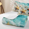 thumbnail image 4 of spefrowx 3D Ocean Starfish Bed Spread Queen for Girls Boys, Summer Seashell Beach Queen Coverlet Set, 3 Pieces, 4 of 7