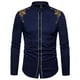 thumbnail image 1 of Hombres Casual Slim Fit manga larga botón abajo camisas de vestir Tops con bordado Pompotops oipoqjl25927, 1 of 4