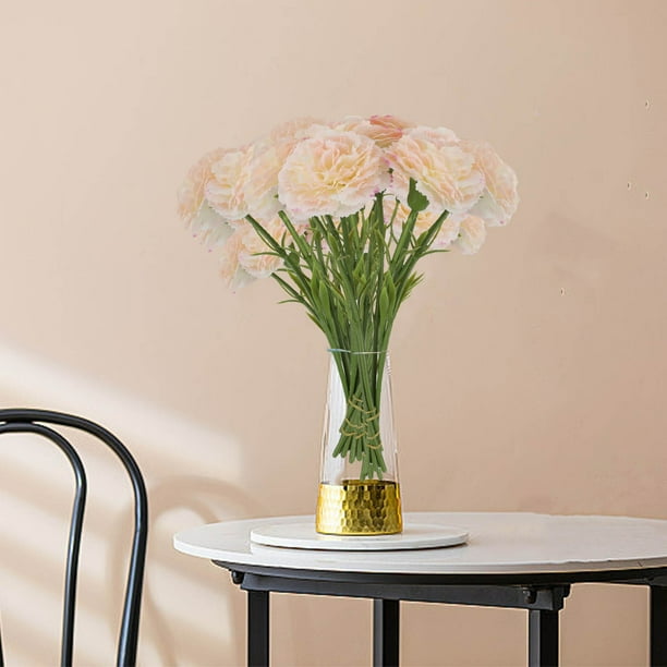 Claveles artificiales Lisbinx: paquete de 5 tallos florales artificiales para decoración del hogar y la mesa.