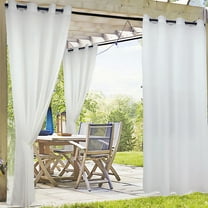 Isvgxsz All Weather Outdoor Sheer Curtains for Patio Waterproof Linen Look Rod Pocket Indoor Sheer Voile Curtains for Porch, Balcony, Gazebo, Pergolas,83.85 x 51.96in