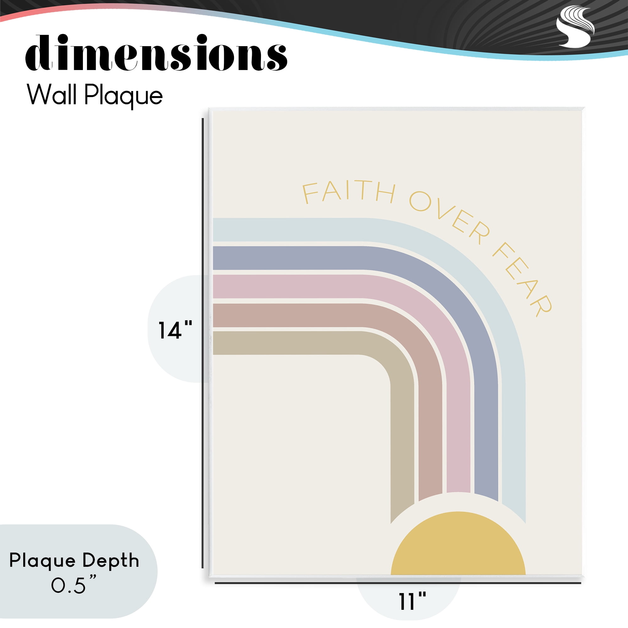 Stupell Industries Faith Over Fear Rainbow Wall Plaque Art, design by SD Graphics Studio
