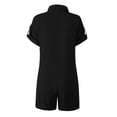 thumbnail image 3 of FAKKDUK Rompers for Women Summer Solid Cotton Linen Short Sleeve Button Deep V Neck Loose Fit Womens Rompers Casual Rompers for Women 2023 Women's Jumpsuits, Rompers & Overalls Shorts ,XL, 3 of 8