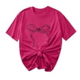 thumbnail image 4 of Women Trendy Bow Shirts Top Loose Shorts Sleeve Blouse Tee Shirts Lady Comfy Tshirts Summer Fashion, 4 of 4