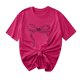 thumbnail image 1 of Primavera Top Mujeres Moda Casual Nueva Cinta de Arco Impresa Cuello Redondo Camiseta de Manga Corta, Camiseta de Cuello Tripulado, 1 of 8