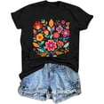 thumbnail image 2 of 100% Cotton Unisex Mexican Shirts for Women Mexico Floral Shirt Cinco De Mayo T-Shirt Mexian Party Tops Summer Boho Short Sleeve Tee, 2 of 5