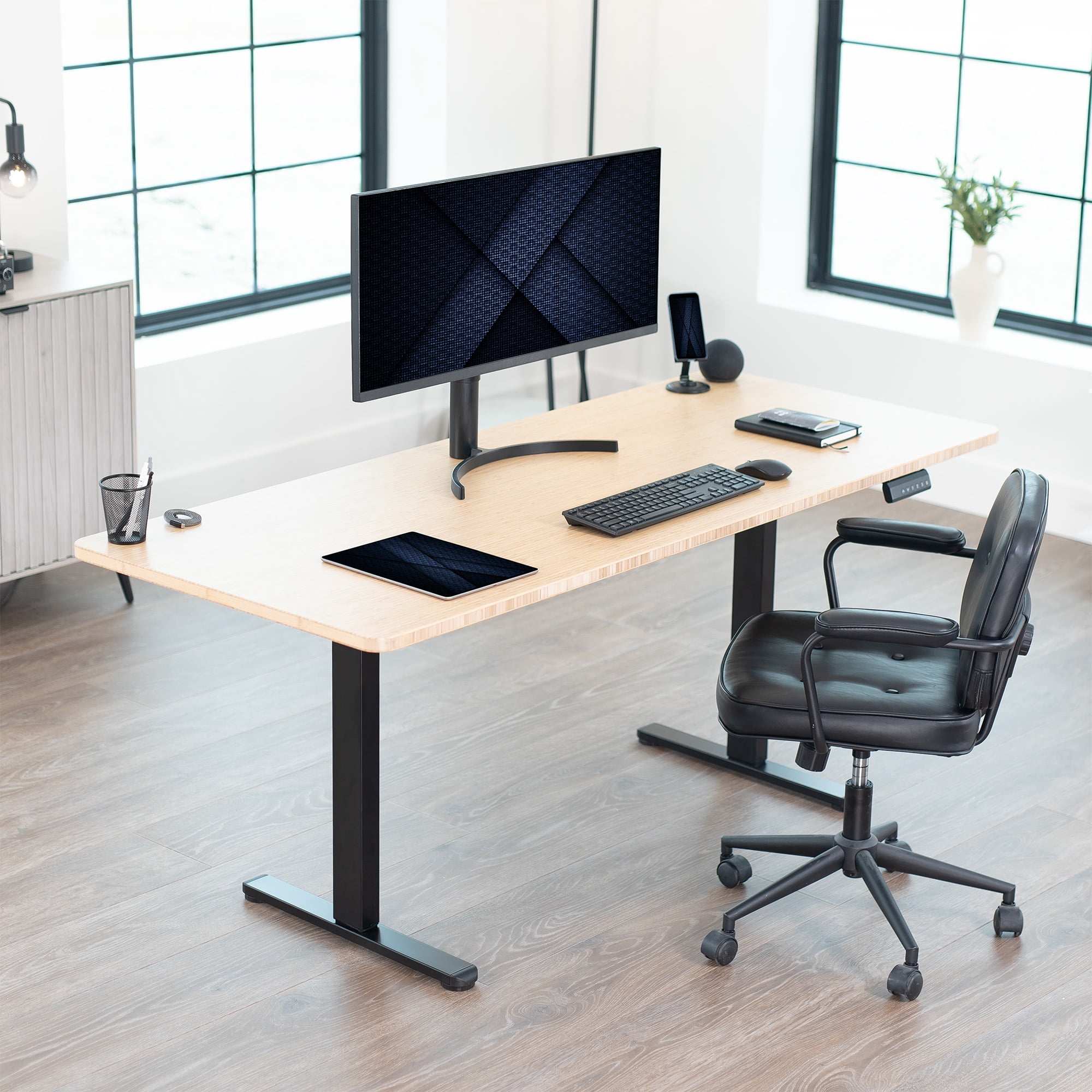 VIVO Black Electric Dual Motor Standing Desk Frame, Height Adjustable Legs