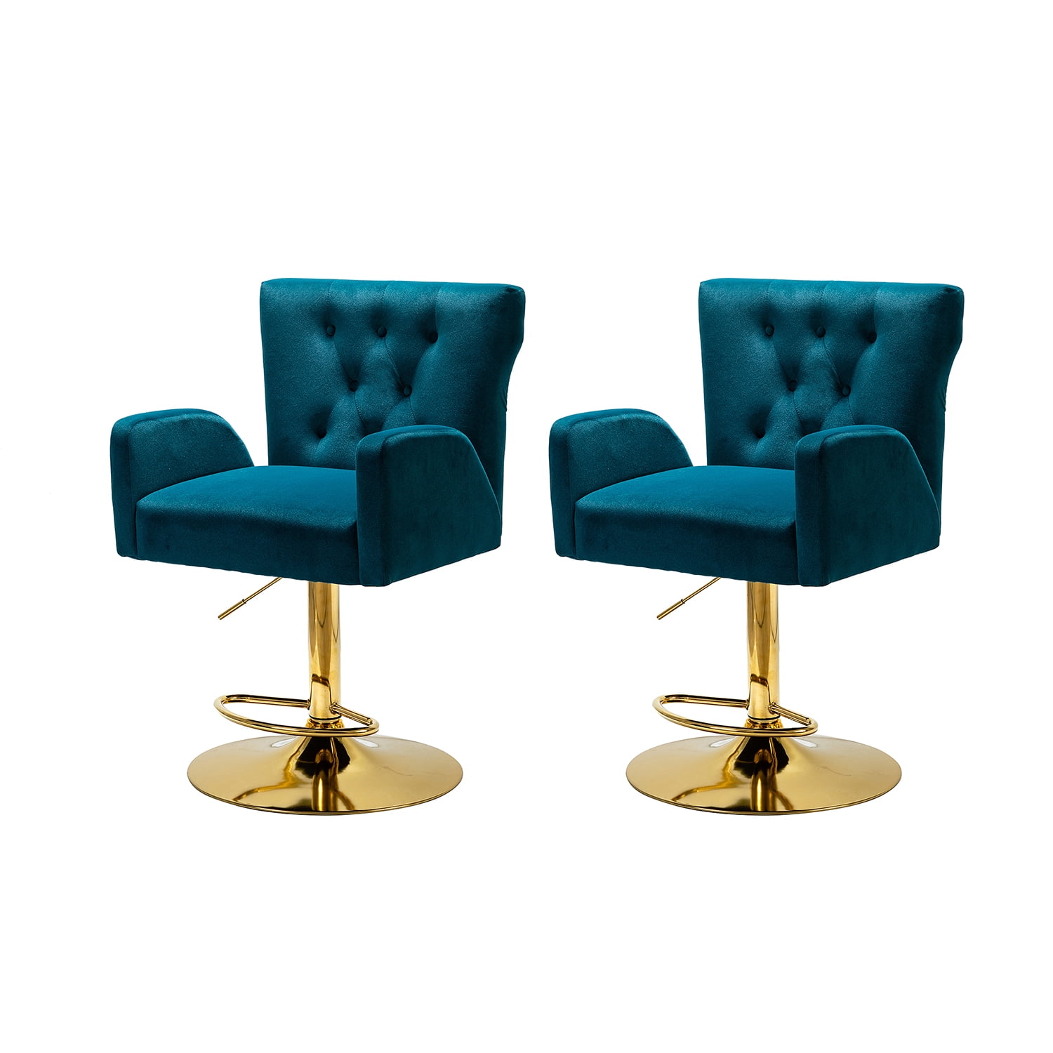 14 Karat Home Bar Stool Velvet Swivel Adjustable Mid Back Armchair