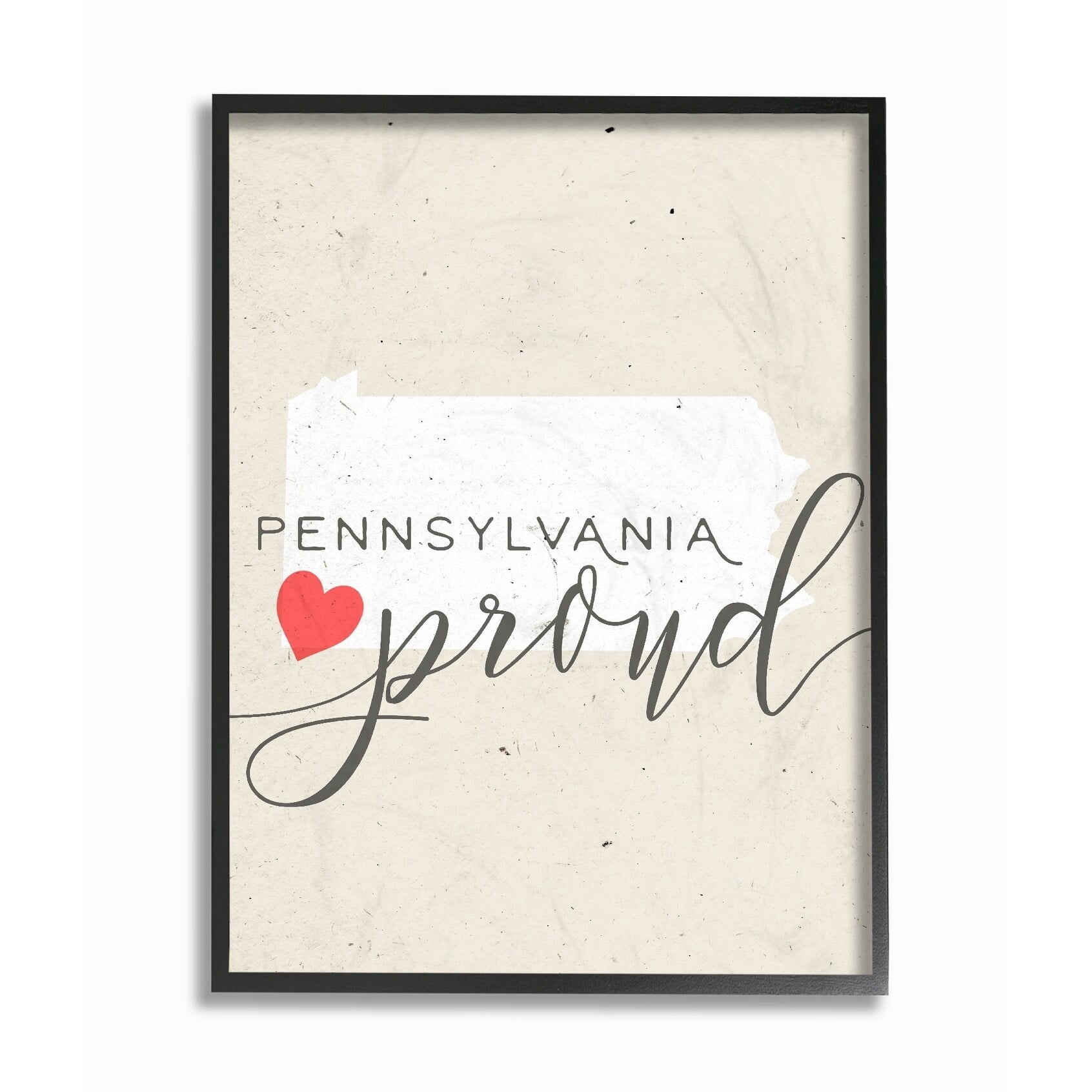 The Stupell Home Decor Collection Pennsylvania Proud with Heart Framed Giclee Texturized Art