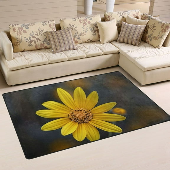 Yellow Sunflower Area Floor Mats Non-Slip Rugs Soft Doormat 31 x 20 inch Carpet for Living Dining Room Bedroom Decorative