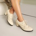 thumbnail image 6 of YLYL Women's Wingtip Oxfords Shoes Chunky Mid Heel Lace up Vintage Dressy Brogues Pumps Shoes, 6 of 9