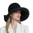 thumbnail image 3 of IDALL Sun Hat Visor Hats Women Outdoor Sunscreen Sun Hat All Match Tethered Large Brimmed Sun Hat Beach Hat Summer Hats Black One Size, 3 of 5