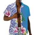 thumbnail image 2 of Garronmavis Hawaiian Hibiscus Couple Matching Outfit Men's Short Sleeve Shirt Personality Beach Tops Plus Size and Women's Button Up Shirt Summer Hawaiian Outfits, 2 of 8