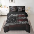 thumbnail image 2 of Feelyou Wildlife Eagle Boys Bedding Comforter Set 7pcs, Vintage American Flag Queen Bedding Sets, Rustic Farmhouse Hunting Reversible Queen Sheet Sets, Ultra Soft Bedroom Decor, 2 of 7
