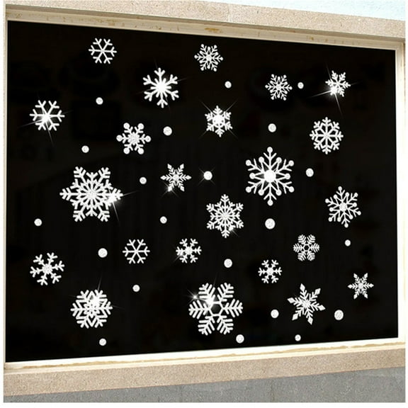 Christmas Glitter Snowflake Wall Stickers Bedroom Living Room Home Wall Decoration Wall Stickers Self Adhesive/ Snowflake Wall Sticker Silver