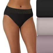 Bali 3-Pack Modern Seamless Lace Trim Hi Cut Underwear DFMLB3 Color: Black Blush Purple Size: 9