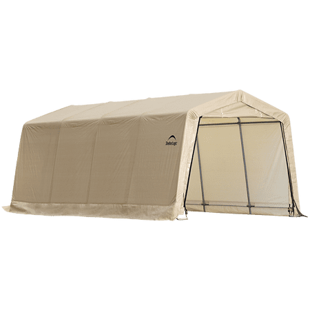 ShelterLogic AutoShelter Instant Garage, 10 x 20 x 8 ft, Sandstone, Peak Style